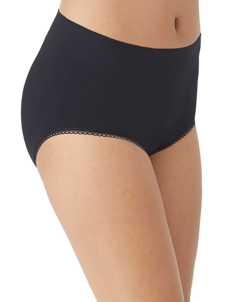 Front of a model wearing a size X Large Feeling Flexible Brief in Black by Wacoal. | dia_product_style_image_id:304067
